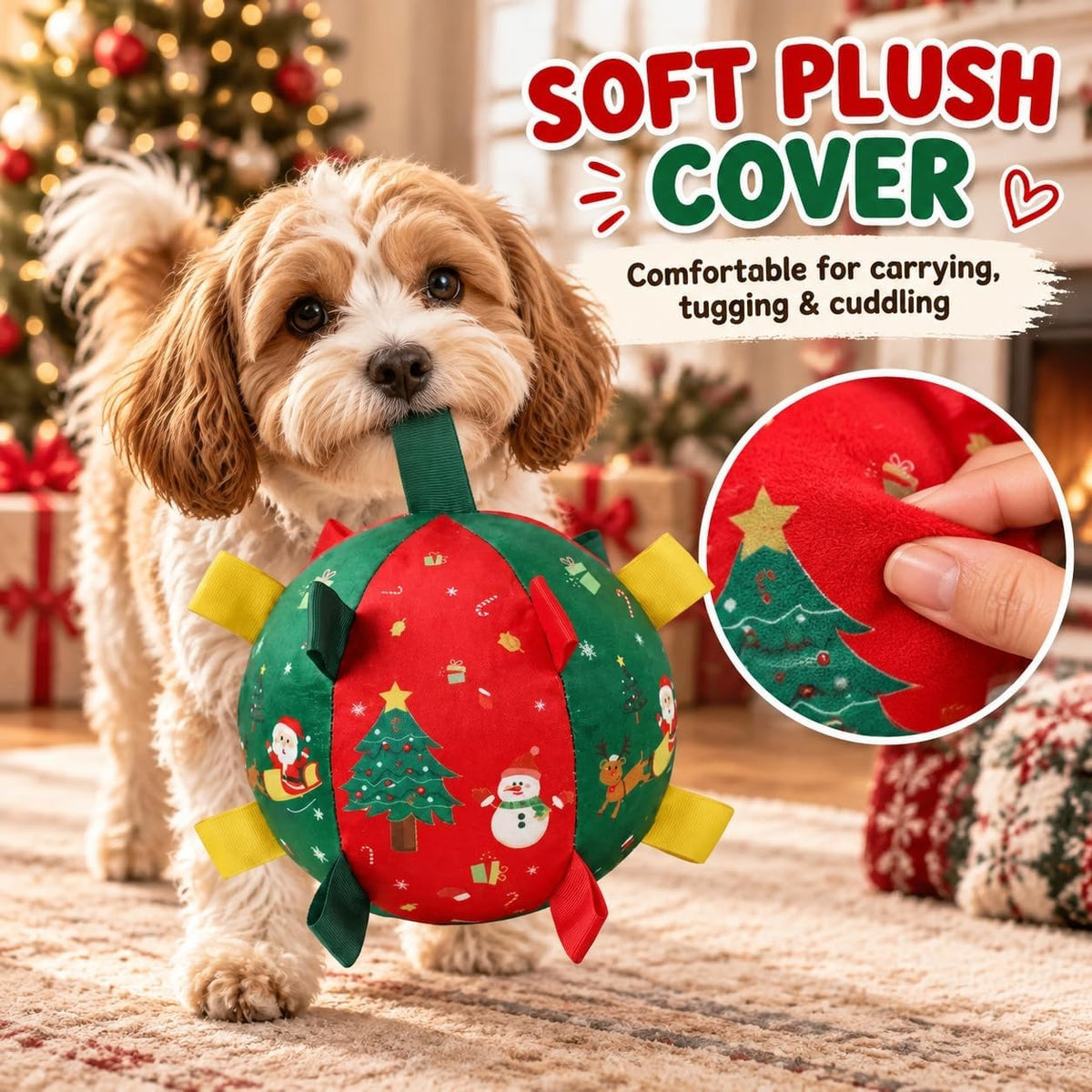 Christmas Dog Ball – Smart Rechargeable Automatic Motion Ball, Perfect Holiday Birthday Gift for Dogs