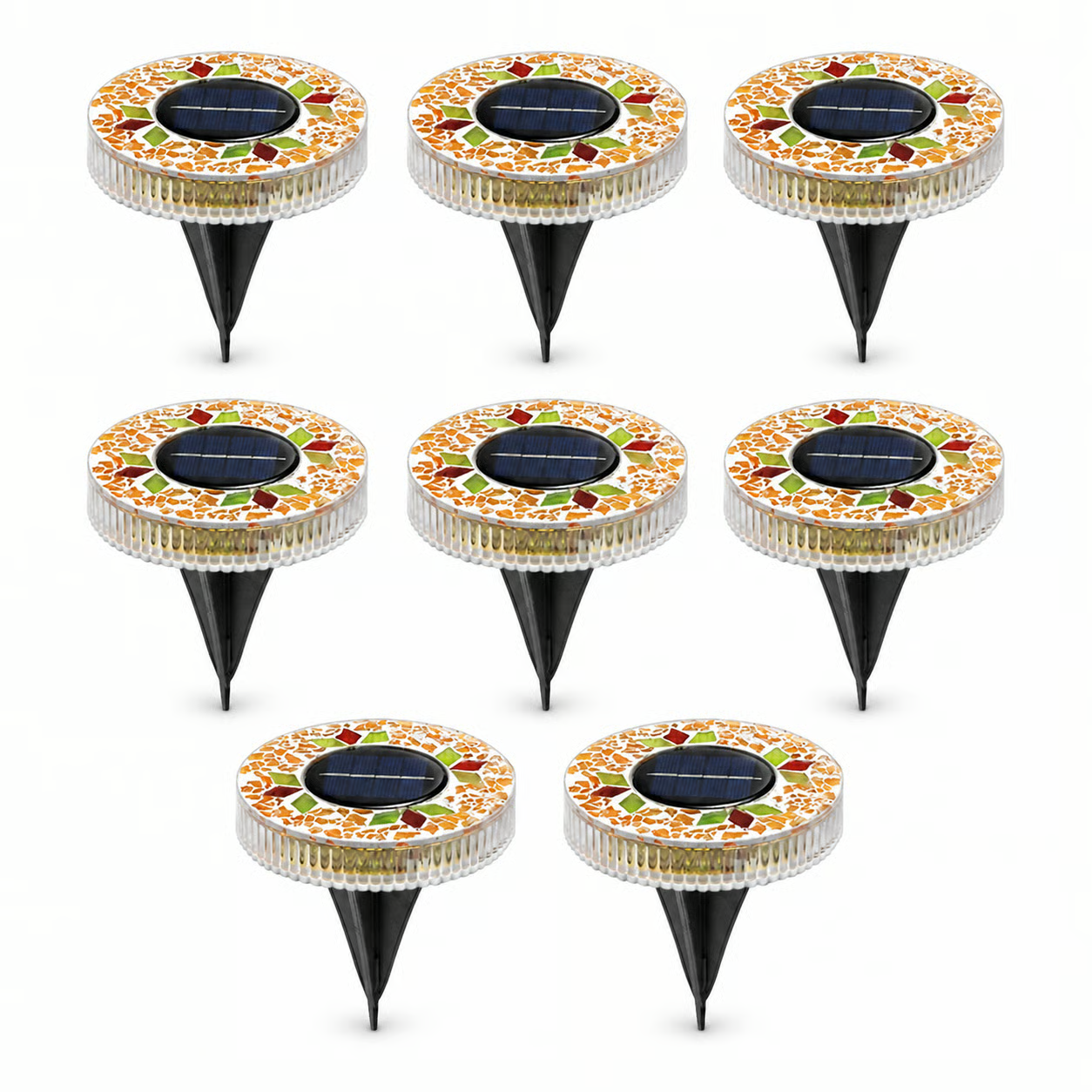 4 Pack Solar Outdoor Mosaic Disk Lights
