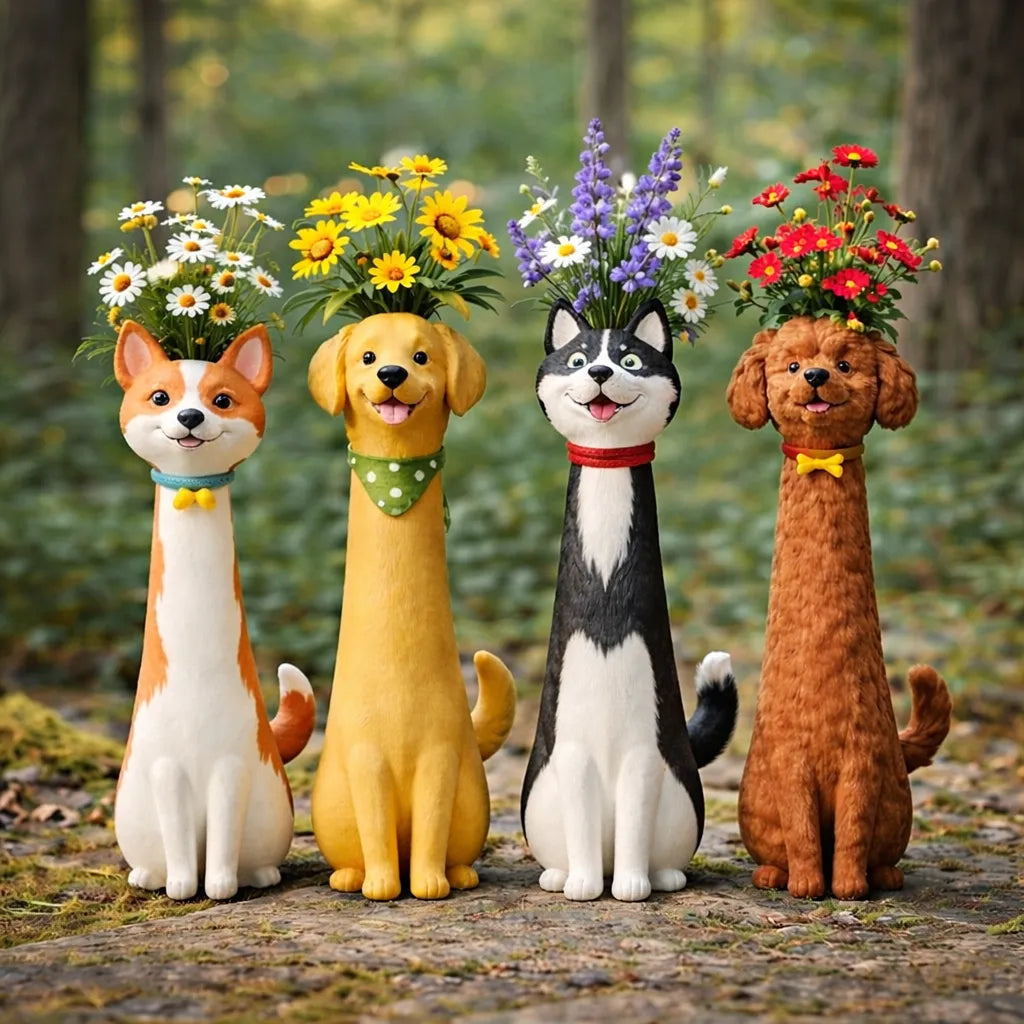 Artisan Dog-Shaped Vase โ Handmade Decorative Home Accent