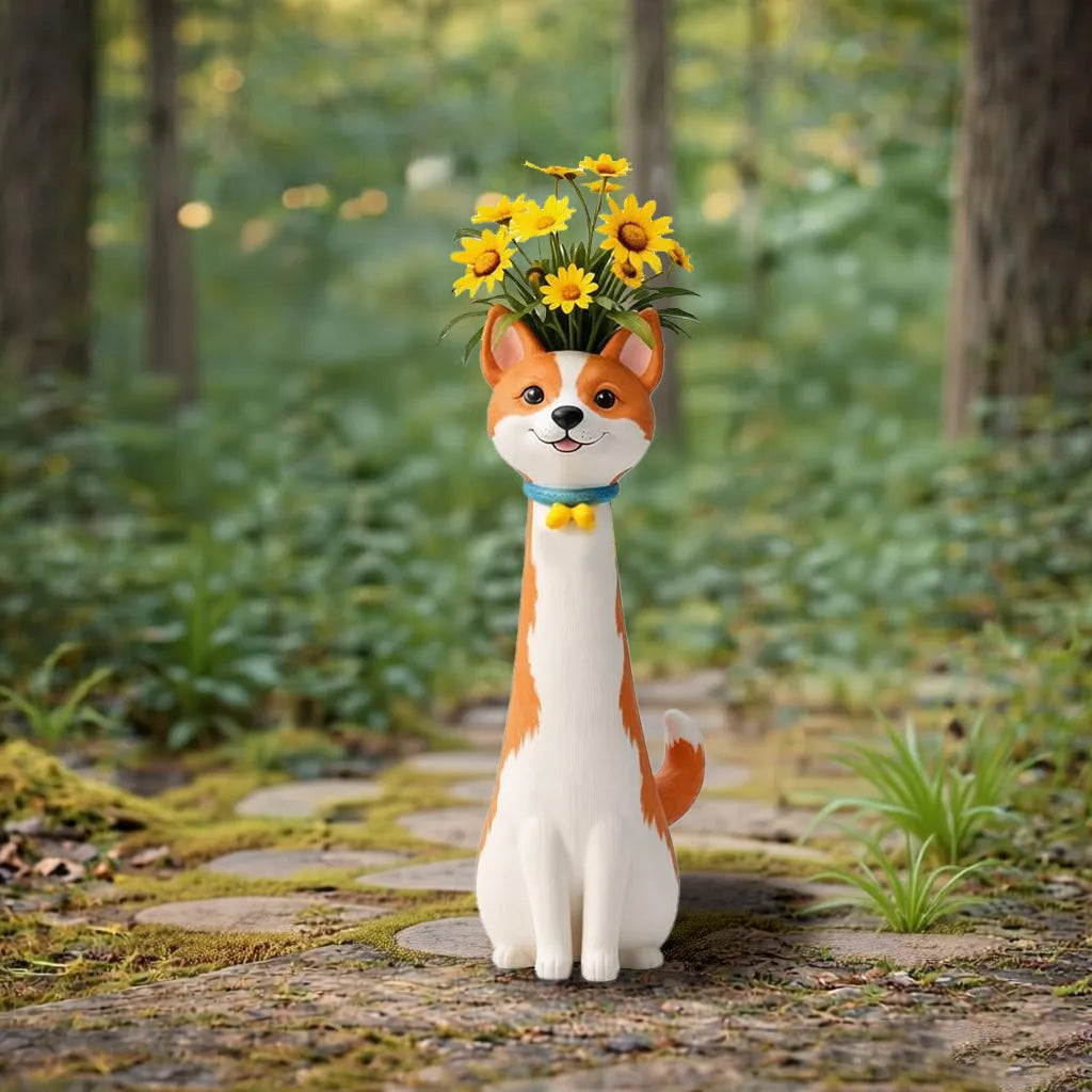 Artisan Dog-Shaped Vase โ Handmade Decorative Home Accent