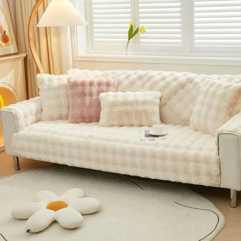 Cosy Plush Solid Colour Non-slip Sofa Cover for Dogs