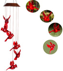 Solar Cardinal Red Bird Wind Chime Light