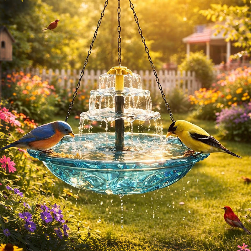 Solar-Powered Hanging Bird Bath Fountain