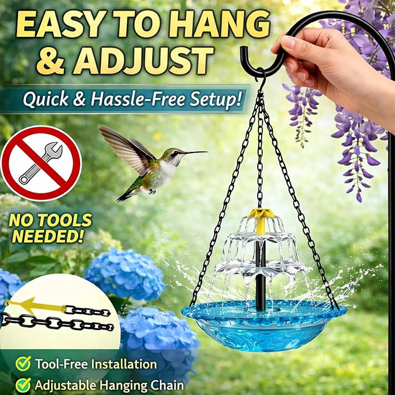 Solar-Powered Hanging Bird Bath Fountain