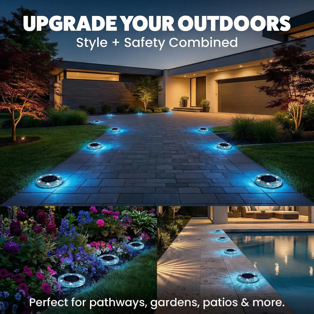 4 Pack Solar Outdoor Mosaic Disk Lights