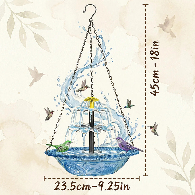 Solar-Powered Hanging Bird Bath Fountain