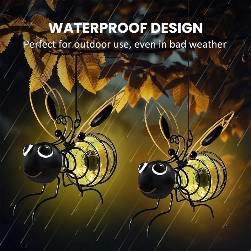 Outdoor Hanging Bee Solar Figurine Light for Outside Decor
