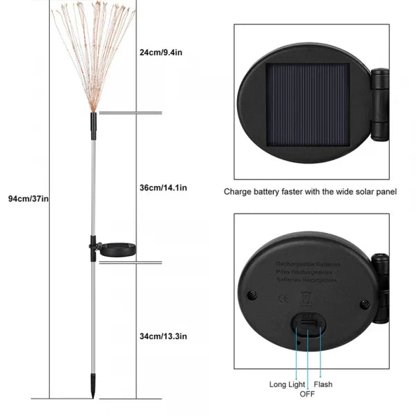 4 Packs Outdoor Solar Garden Firework Lights
