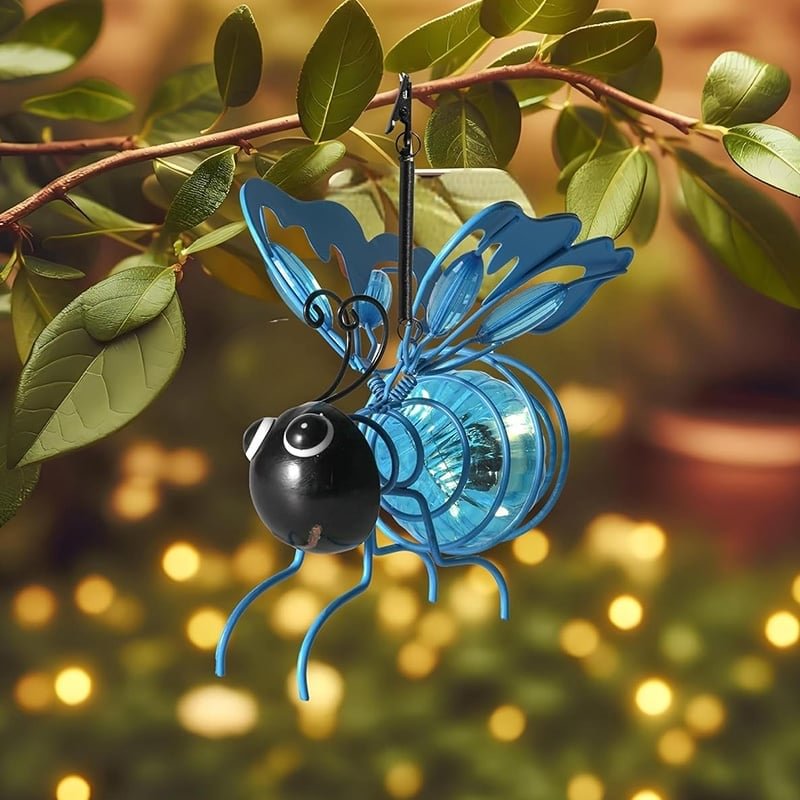 Outdoor Hanging Bee Solar Figurine Light for Outside Decor