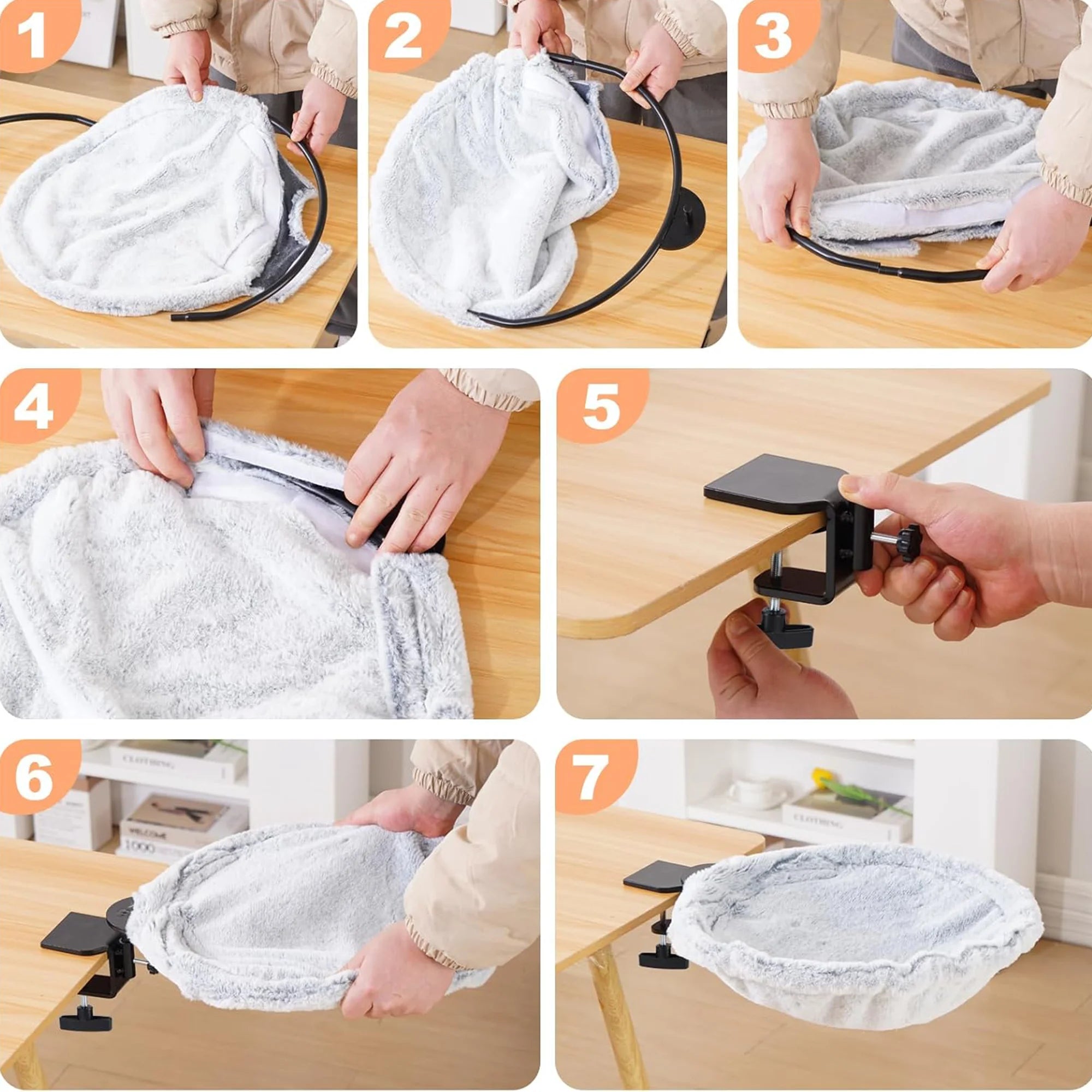 Keep Your Cat Close Desk-Mounted Hammock Cat Bed with Removable Washable Cover