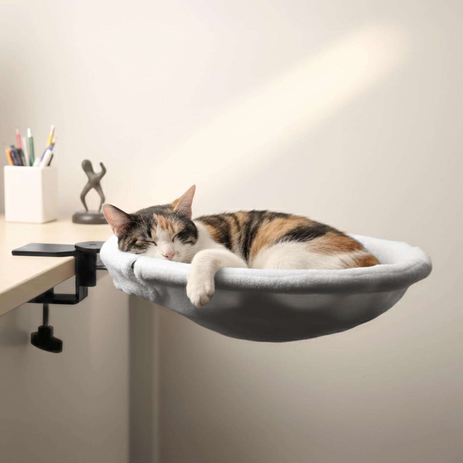 Keep Your Cat Close Desk-Mounted Hammock Cat Bed with Removable Washable Cover