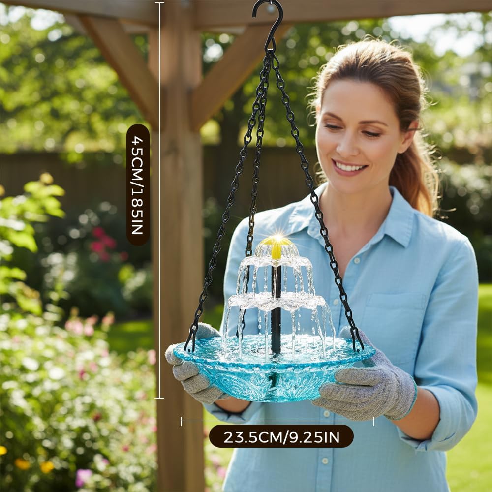 Solar-Powered Hanging Bird Bath Fountain