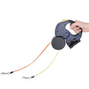 Double TangleFree Dog Leash with Light, Waste Bag Holder & 360° Swivel for Two Dogs