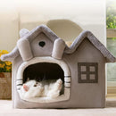 Cozy Cushion Double Roof Synthetic Fabric Cat House Tent Bed