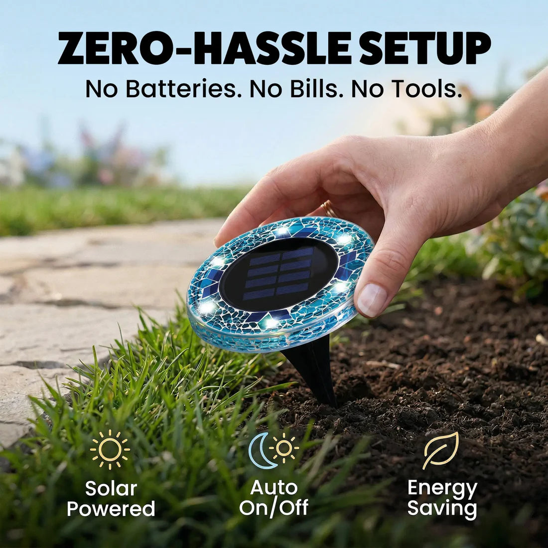 4 Pack Solar Outdoor Mosaic Disk Lights