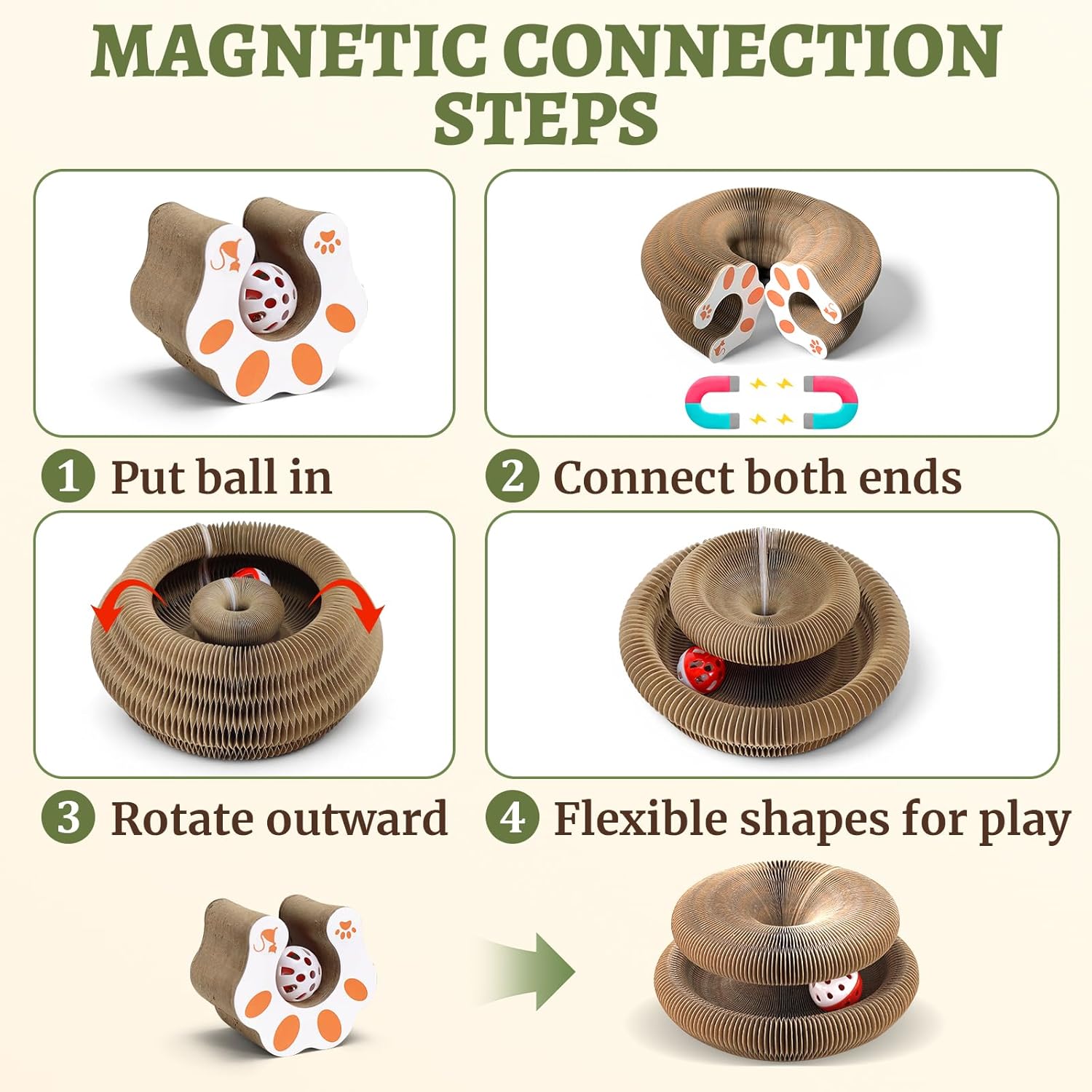 Kitty Kurlz Magnetic Toy & Reversible Cardboard Scratcher for Cats