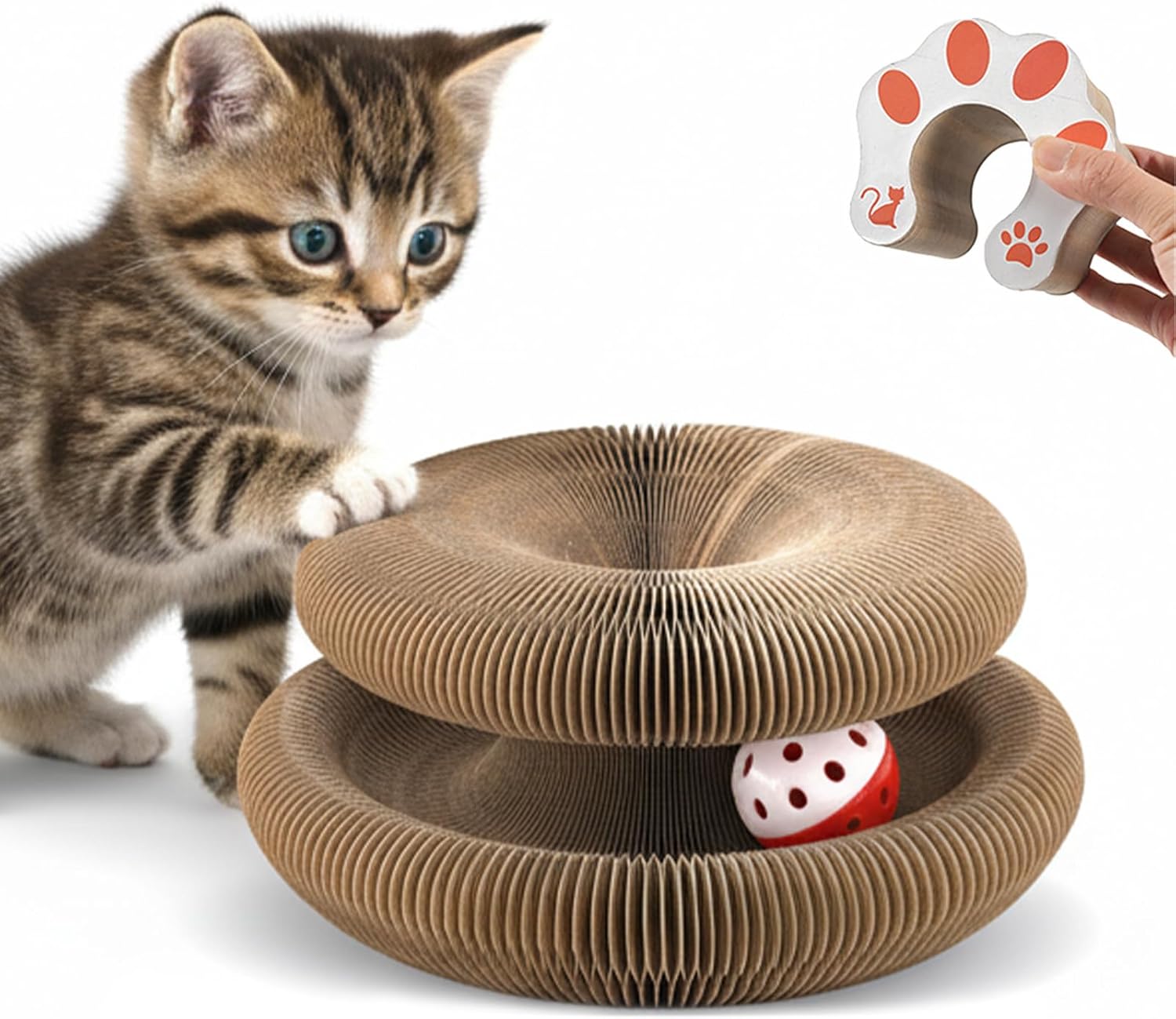 Kitty Kurlz Magnetic Toy & Reversible Cardboard Scratcher for Cats