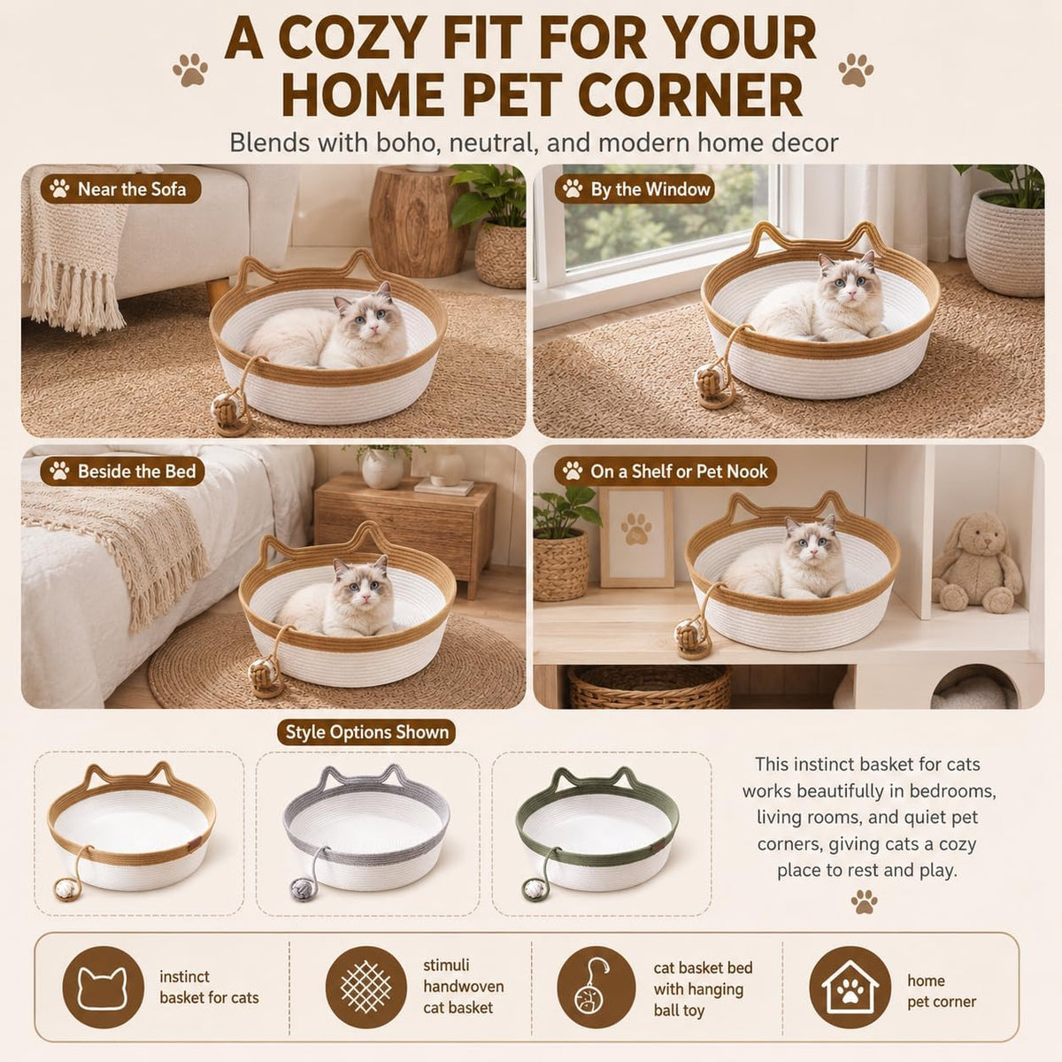 Instinct Basket | Meet the first research-backed natural territory for indoor cats