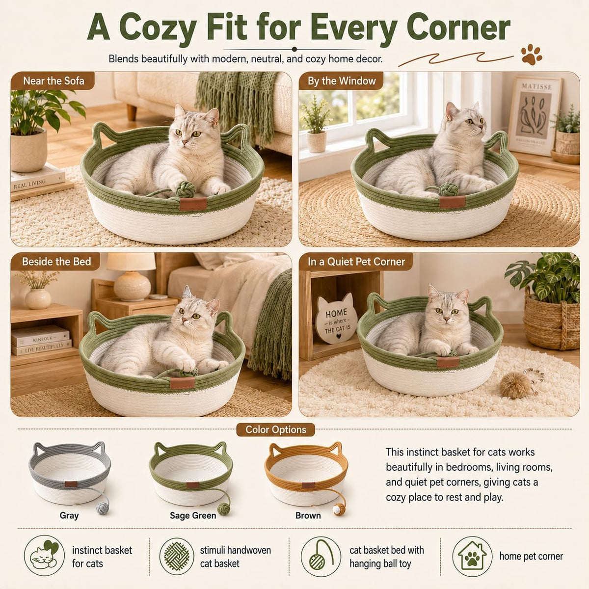 Stimuli Handwoven Basket for Cats