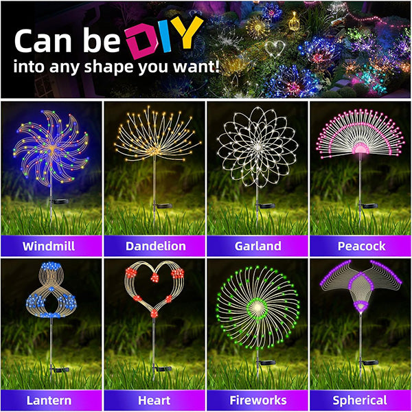 4 Packs Outdoor Solar Garden Firework Lights