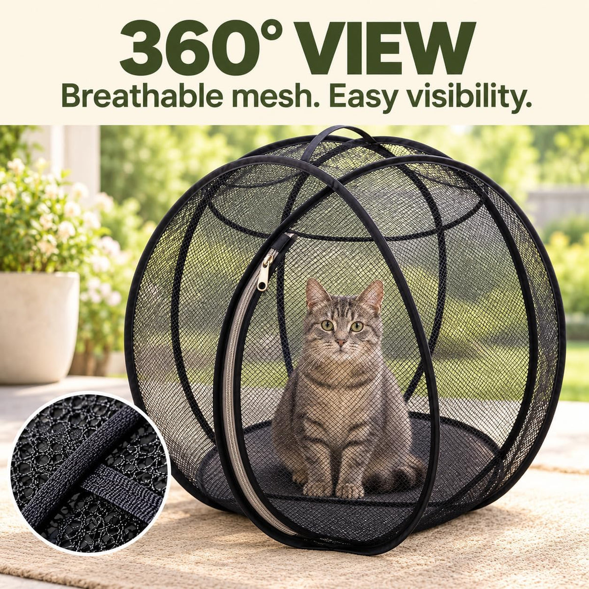 Rolling 360° Panoramic Cat Playpen, Cat Hamster Ball for Outside