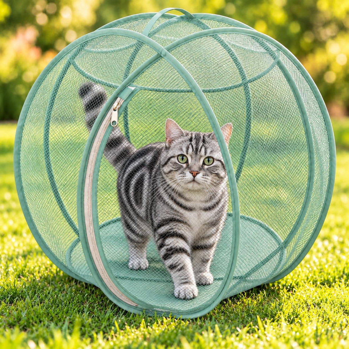 Rolling 360° Panoramic Cat Playpen, Cat Hamster Ball for Outside