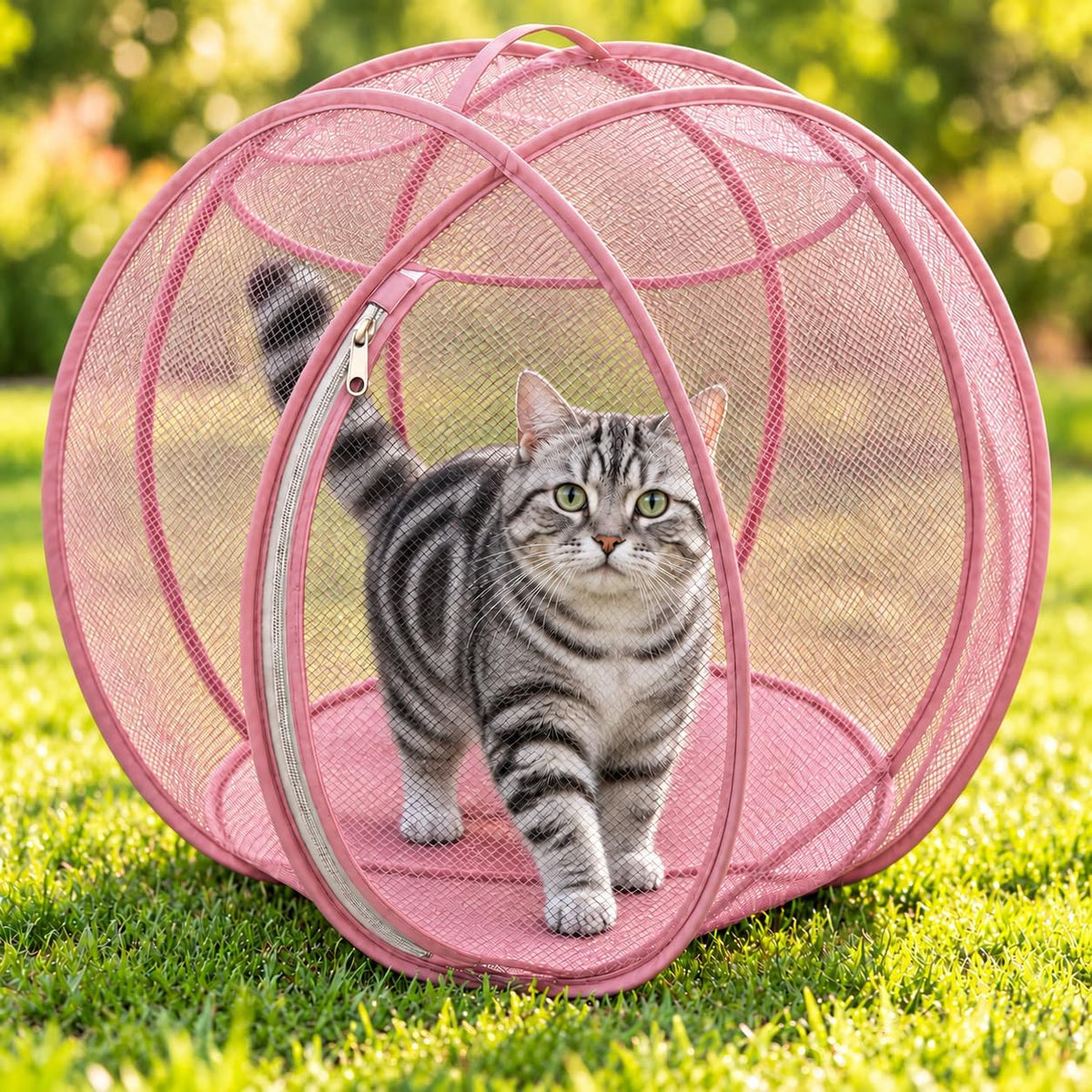 Rolling 360° Panoramic Cat Playpen, Cat Hamster Ball for Outside