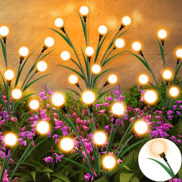 Solar Garden Lights - 2024 New Upgraded Leaf Design 10 LED Solar Firefly Lights