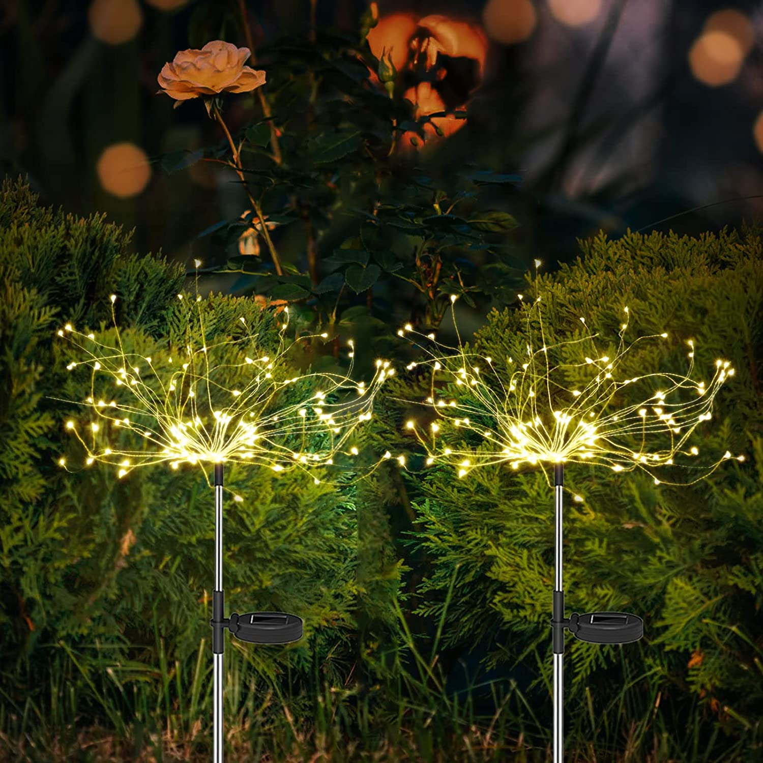 4 Packs Outdoor Solar Garden Firework Lights