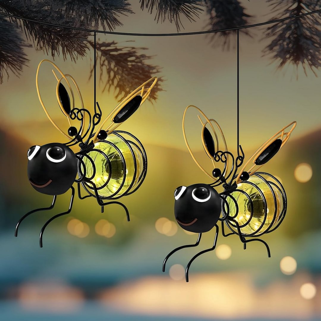 Hanging Bee Solar Light Decor for Outside