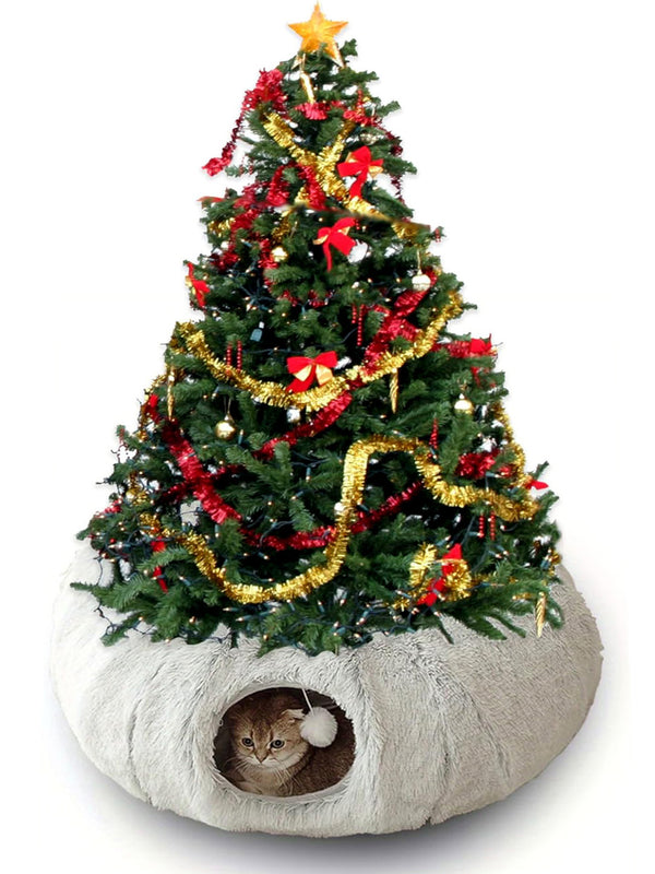 Cat Tunnel Bed Under Christmas Tree