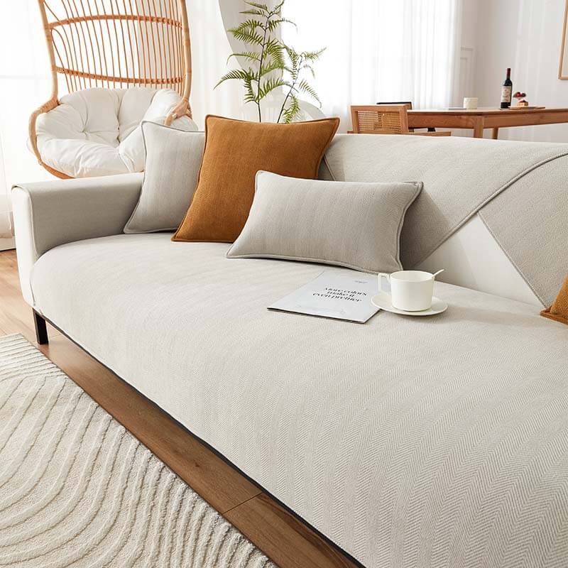 Herringbone Chenille Fabric Furniture Protector Sofa Cover