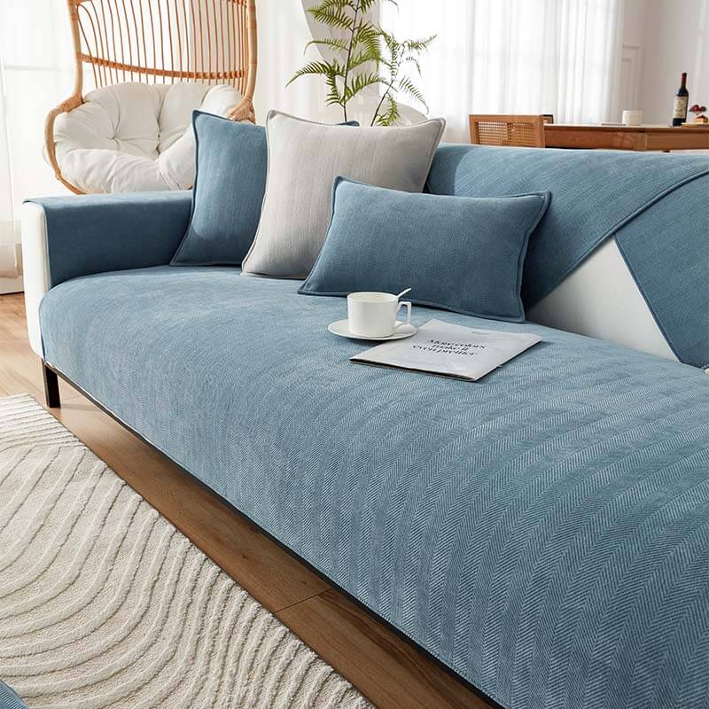 Herringbone Chenille Fabric Furniture Protector Sofa Cover