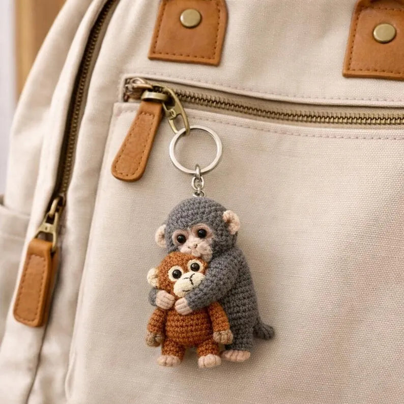 Crochet Punch Monkey Keychain