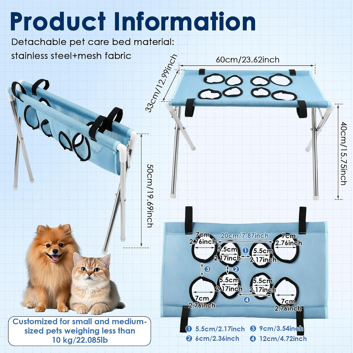 Pet Grooming Hammock with Adjustable Straps for Trimming Bathing Brushing