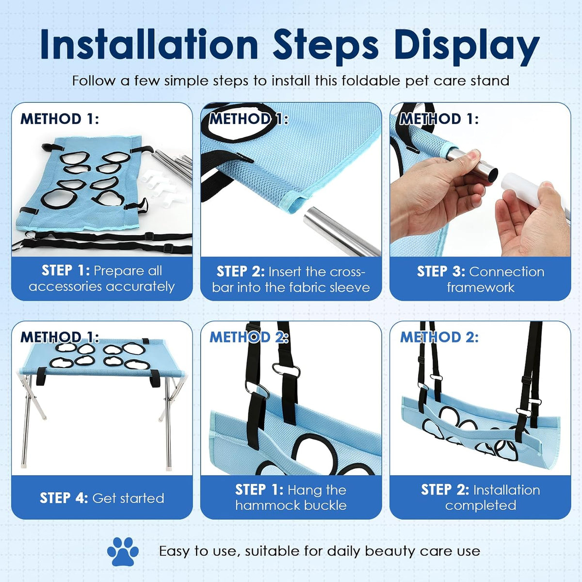 Pet Grooming Hammock with Adjustable Straps for Trimming Bathing Brushing