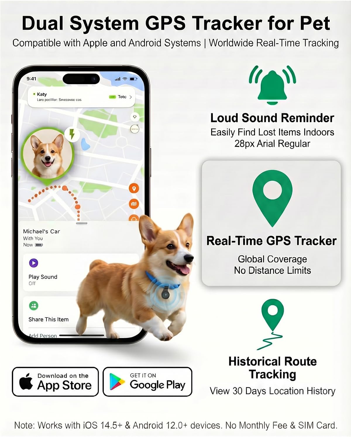 This dog tracker has no recurring subscriptions, no SIM card requirements, and no activation fees for core tracking functions. It is fully compatible with Android and iPhone devices, pairs seamlessly with the free DEONETAG app, and offers intuitive one-click pairing, stable connection, and simple setup for reliable daily pet location monitoring. This pet tracker for dogs is friendly for all new and experienced pet owners.