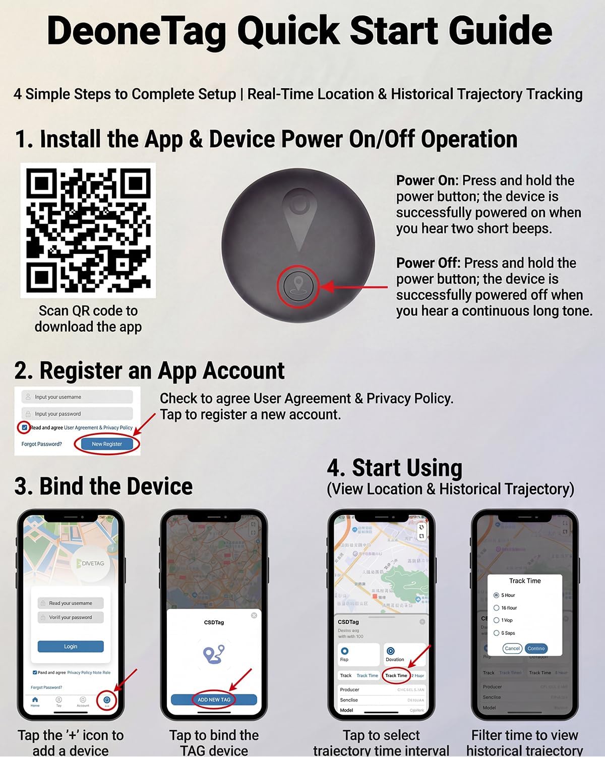 This premium GPS tracker for dogs supports stable real-time location tracking, with remote viewing available anytime through the DEONETAG app, whether you’re at work, running errands, or away from home. It also records and plays back up to 7 days of your pet’s movement history, clearly showing travel routes and activity ranges to help you understand your pet’s daily routines and outdoor habits.