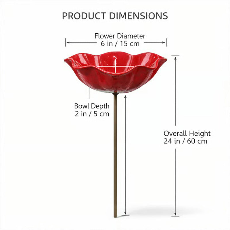 🐦 Handmade Metal Flower Garden Stake – Bird Bath & Outdoor Decor for Nature Lovers 🌸