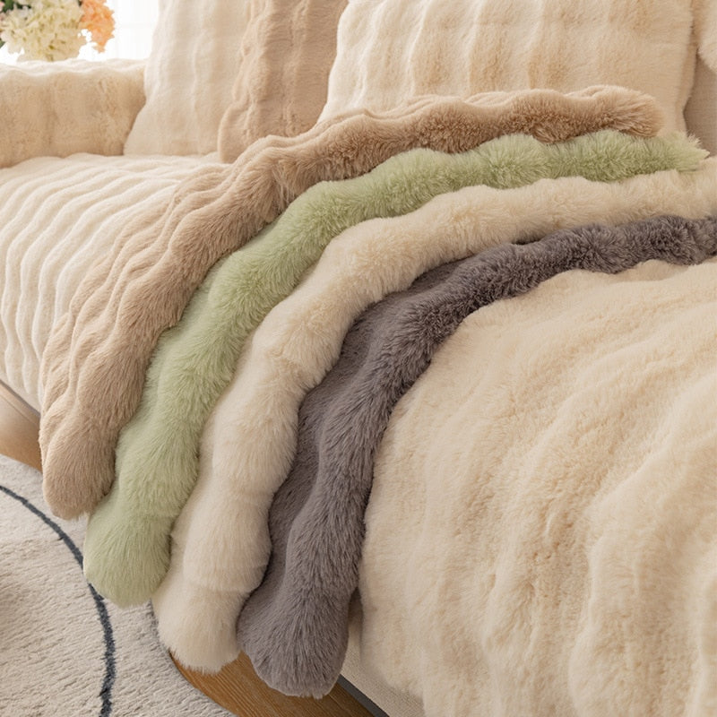 Cosy Plush Solid Colour Non-slip Sofa Cover for Dogs