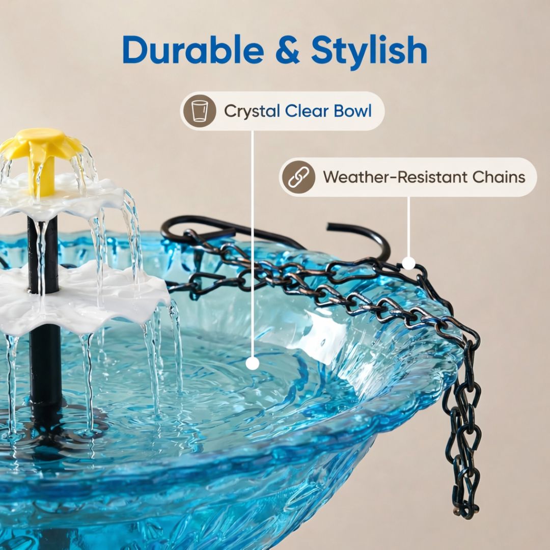 🐦 Solar Cascade Hanging Bird Bath Fountain