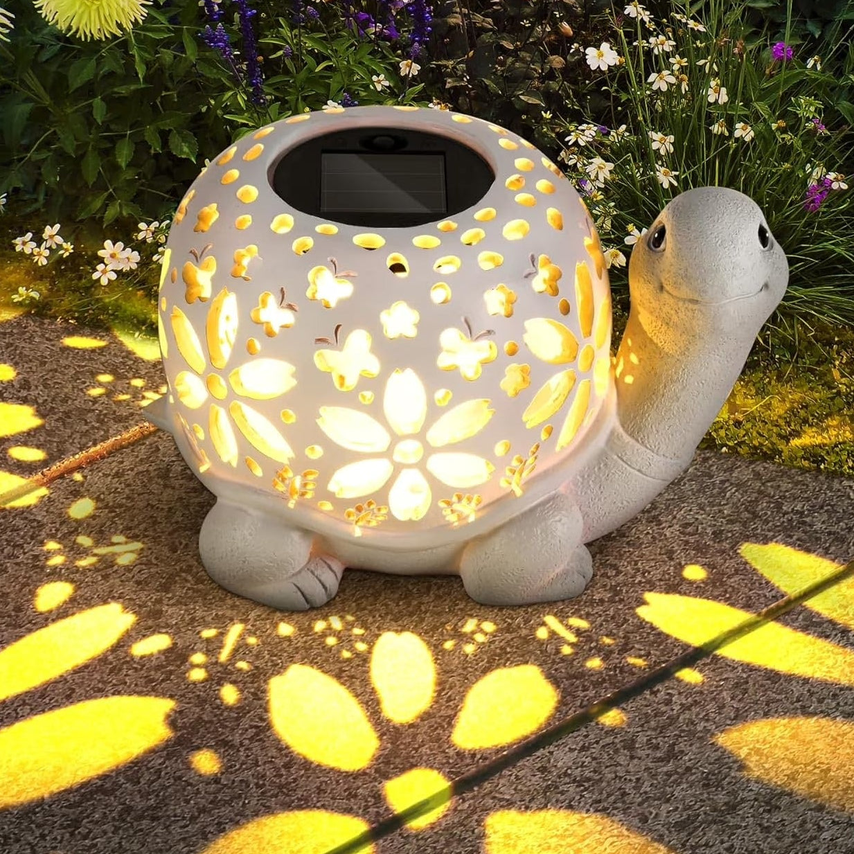 Solar Lantern Lights, Turtle Outdoor Lantern with LED Garden Light, Decorative Lanterns Table Lamp for Patio Yard Garden Decor Outside Clearance Gifts for Birthday Grandma - White