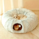 Donut Tunnel Bed Foldable Cat Plush Toy for Indoor Cats