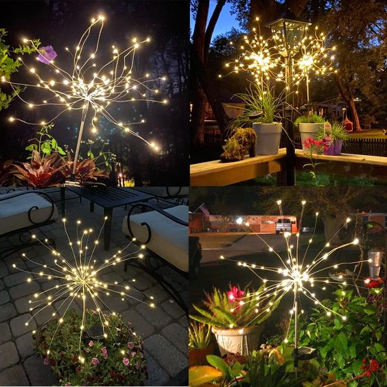 4 Packs Outdoor Solar Garden Firework Lights
