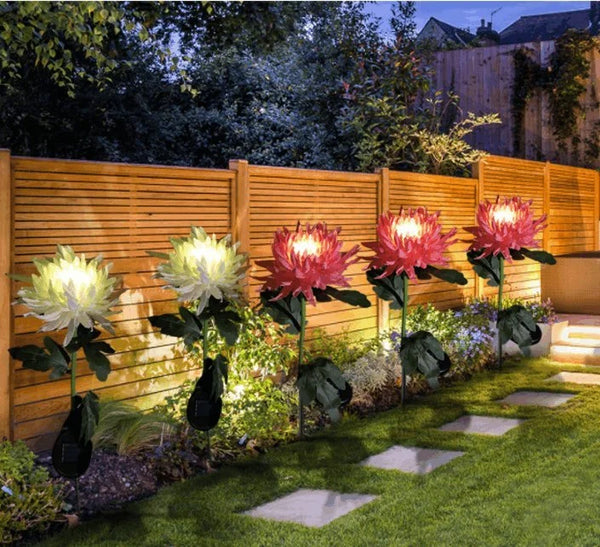 Chrysanthemum Solar Garden Stake LED Lights