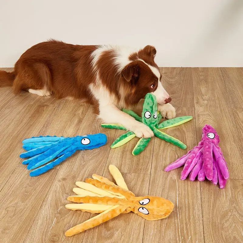 No Stuffing Octopus Squeaky Dog Toys