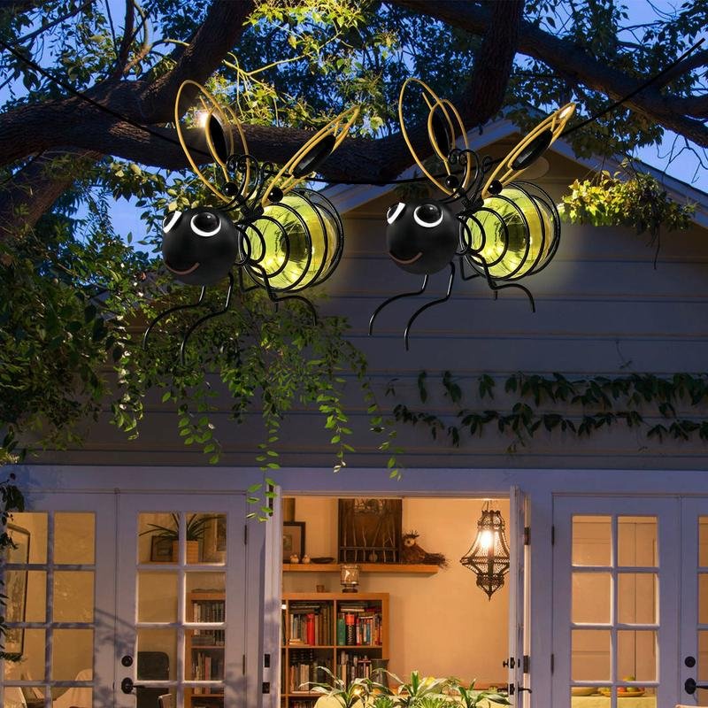 Outdoor Hanging Bee Solar Figurine Light for Outside Decor