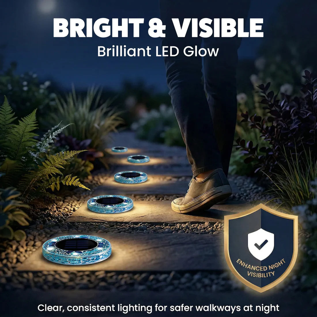4 Pack Solar Outdoor Mosaic Disk Lights