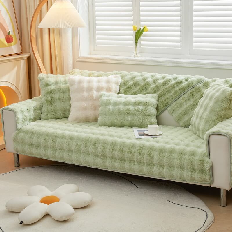 Cosy Plush Solid Colour Non-slip Sofa Cover for Dogs