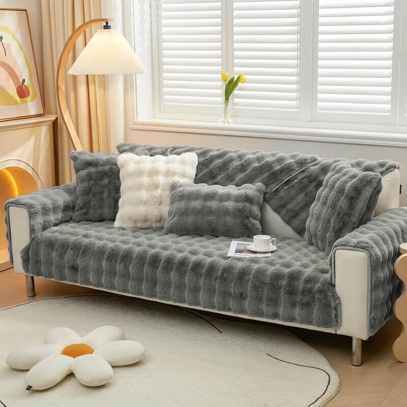 Cosy Plush Solid Colour Non-slip Sofa Cover for Dogs